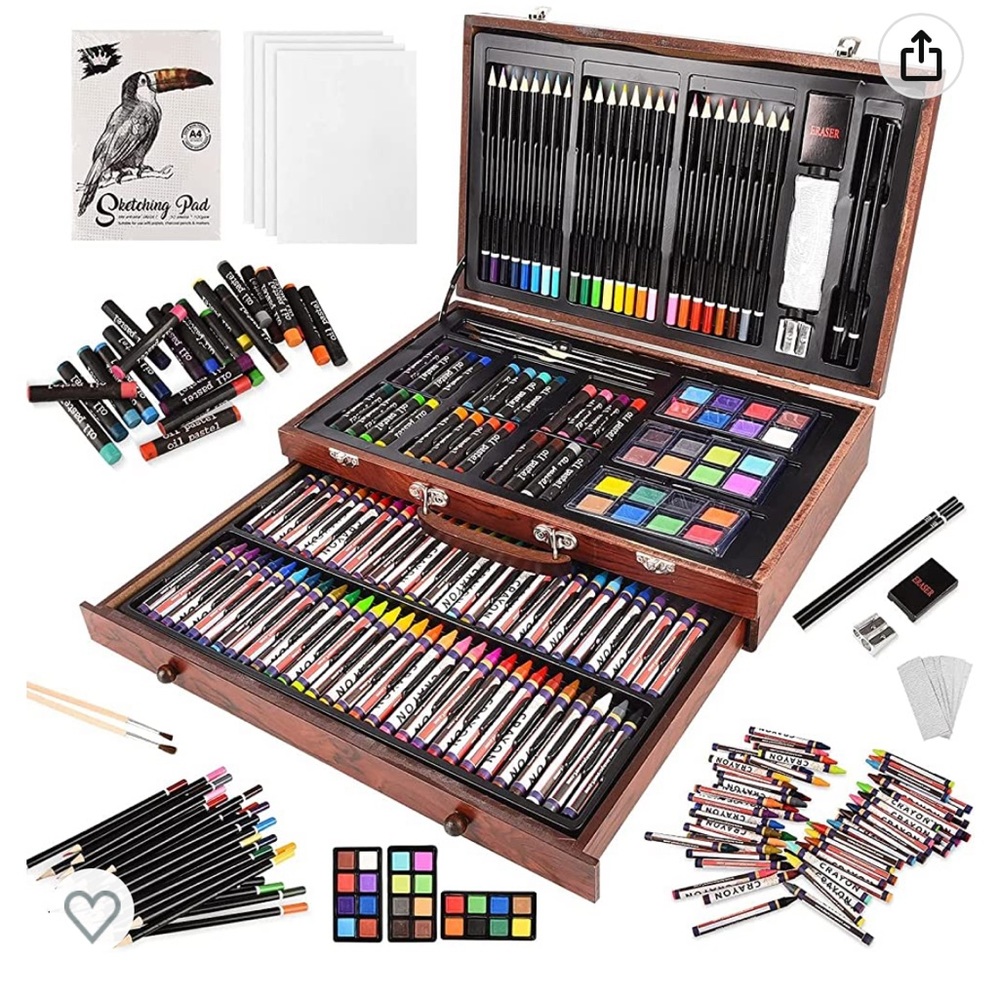 148 Piece Deluxe Art Set, Artist Drawing&Painting Set, with Wooden - Never used
